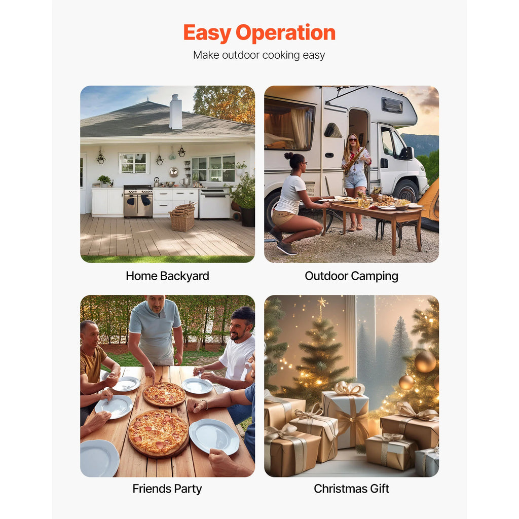 SucceBuy 12 Inch Outdoor Pizza Oven Wood Fired Pizza Ovens Pellet Pizza-Stove with Thermometer for Outside Backyard Patio Campin