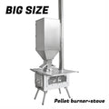 Fire Wood Heater Portable Camping Stove with Pellet Hopper Chimney Pipe Smokeless Wood Stove for Outdoor Cooking Tent Heating