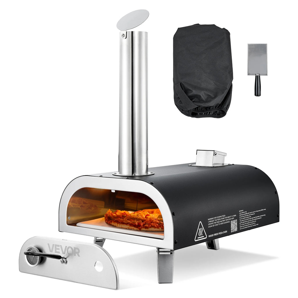 SucceBuy 12 Inch Outdoor Pizza Oven Wood Fired Pizza Ovens Pellet Pizza-Stove with Thermometer for Outside Backyard Patio Campin