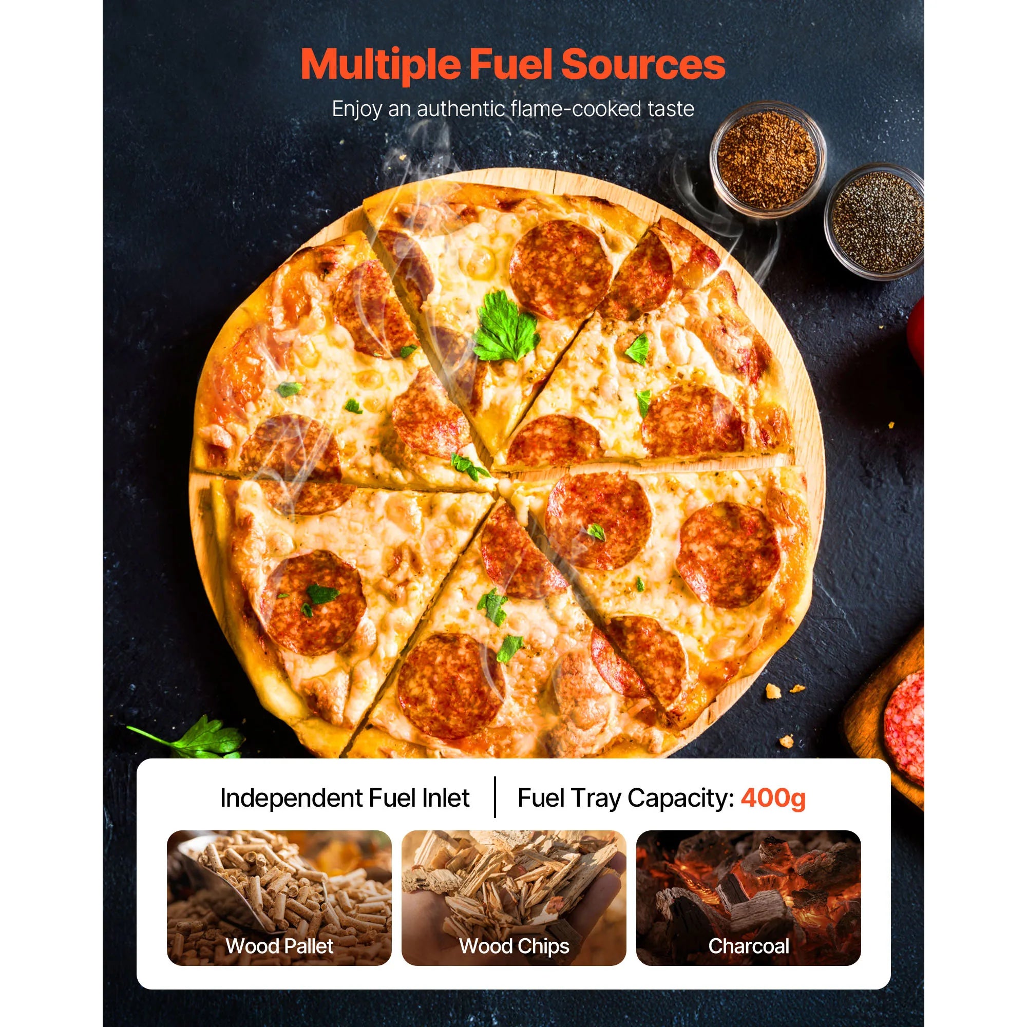 SucceBuy 12 Inch Outdoor Pizza Oven Wood Fired Pizza Ovens Pellet Pizza-Stove with Thermometer for Outside Backyard Patio Campin