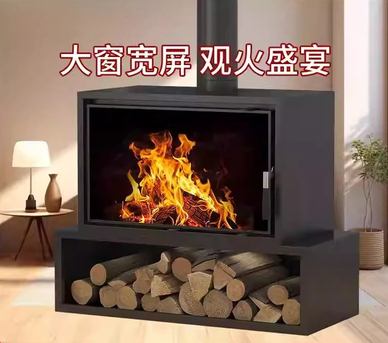 Large-screen Real-fire Fireplace, Wood-burning Stove for Heating, Firewood Stove Cast Iron Fireplac fireplace био камин
